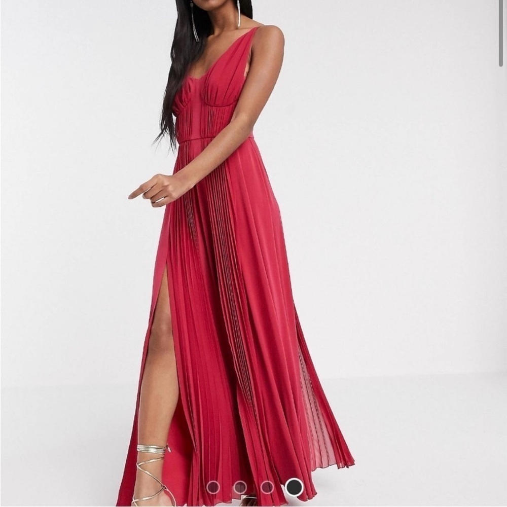 Elegant Pink - Cherry Red Evening Gown - Picture 2 of 10